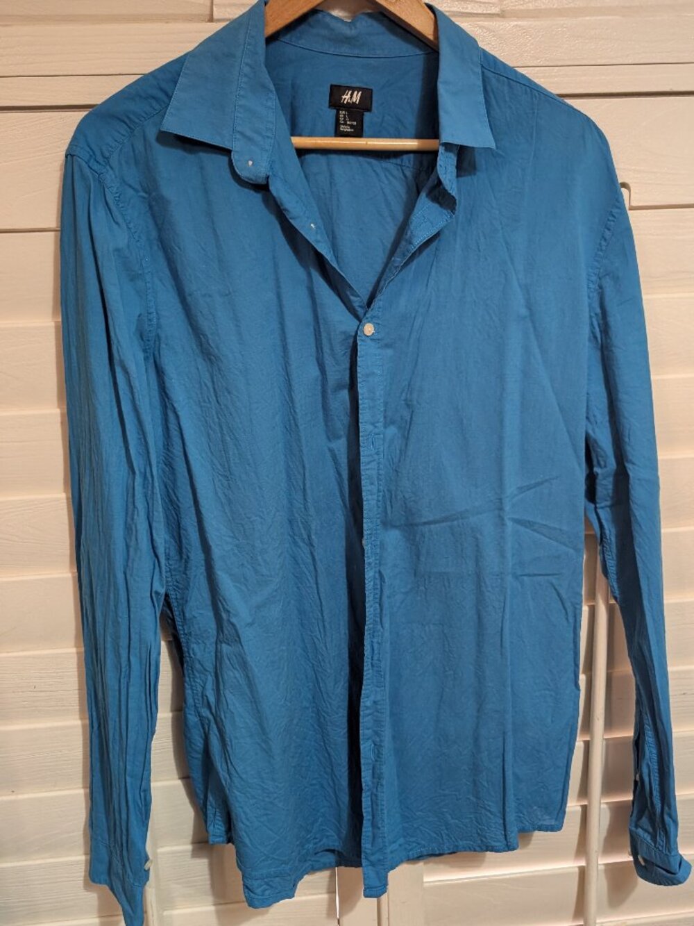 H&M Blue Size Large Button-Up Shirt